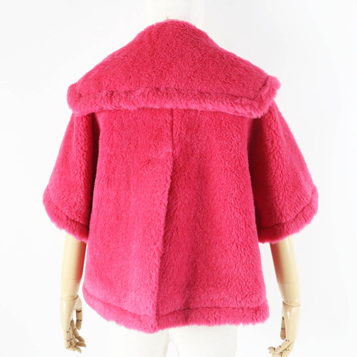 極美品◎Max Mara マックスマーラ 23AW 23473601376 白タグ TEDDY BEAR テディベア アルパカ ケープ／ポンチョ ショッキングピンク SM