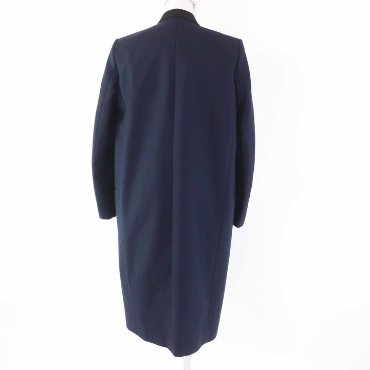 美品◎CELINE セリーヌ 2 8H28/5065 フィービーファイロ サテンラペル クロンビーコート ネイビー ブラック 34 仏製 正規品 レディース
