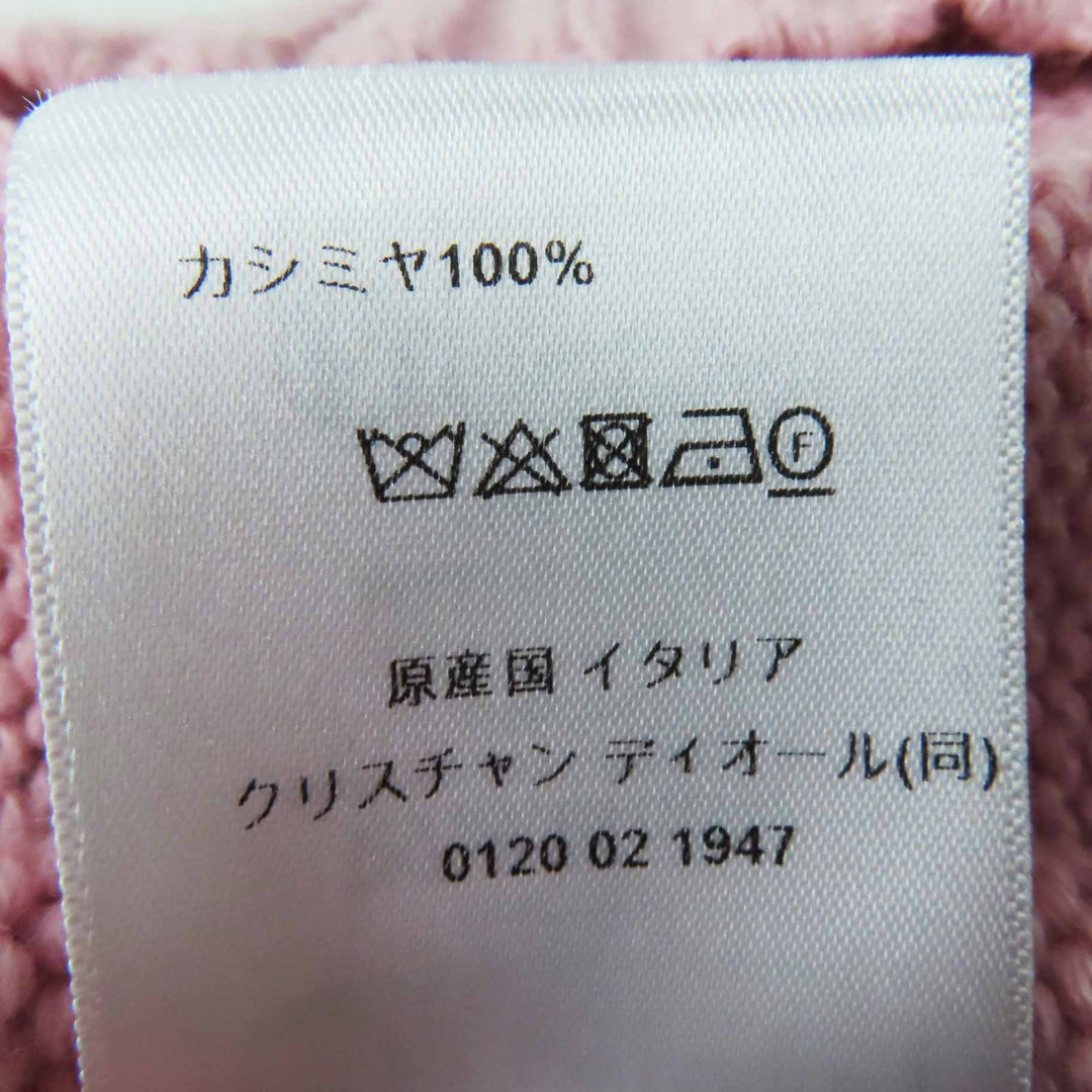 極美品◎Christian Dior クリスチャンディオール 344S13BM003 カシミヤ100％ フリル ショートスリーブニット ピンク グレー 38 正規品