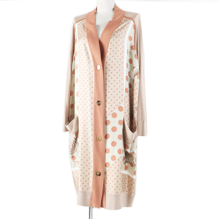 未使用品◎HERMES エルメス 21AW Clic Clac a Pois クリッククラック シルク カシミヤ セリエボタン ツイルレーヌカーディガン マルチ 38