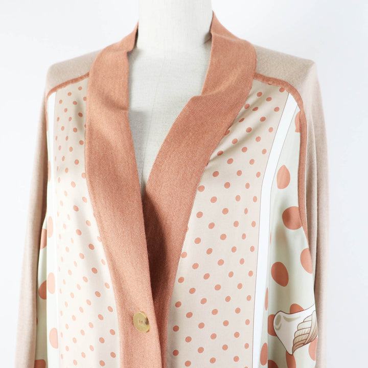 未使用品◎HERMES エルメス 21AW Clic Clac a Pois クリッククラック シルク カシミヤ セリエボタン ツイルレーヌカーディガン マルチ 38