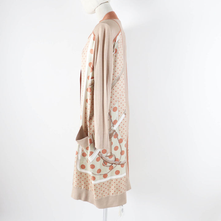 未使用品◎HERMES エルメス 21AW Clic Clac a Pois クリッククラック シルク カシミヤ セリエボタン ツイルレーヌカーディガン マルチ 38