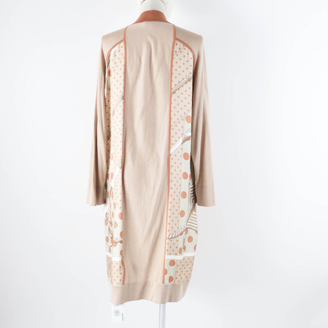 未使用品◎HERMES エルメス 21AW Clic Clac a Pois クリッククラック シルク カシミヤ セリエボタン ツイルレーヌカーディガン マルチ 38