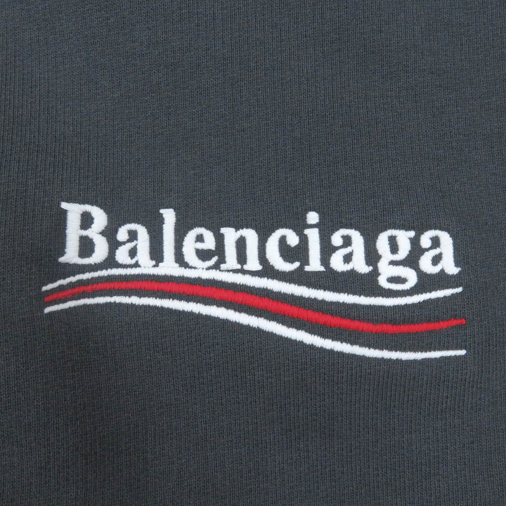 美品□BALENCIAGA バレンシアガ 2021年製 578135 キャンペーンロゴ エンブロイダリー パーカー グレー S イタリア製 正規品 メンズ
