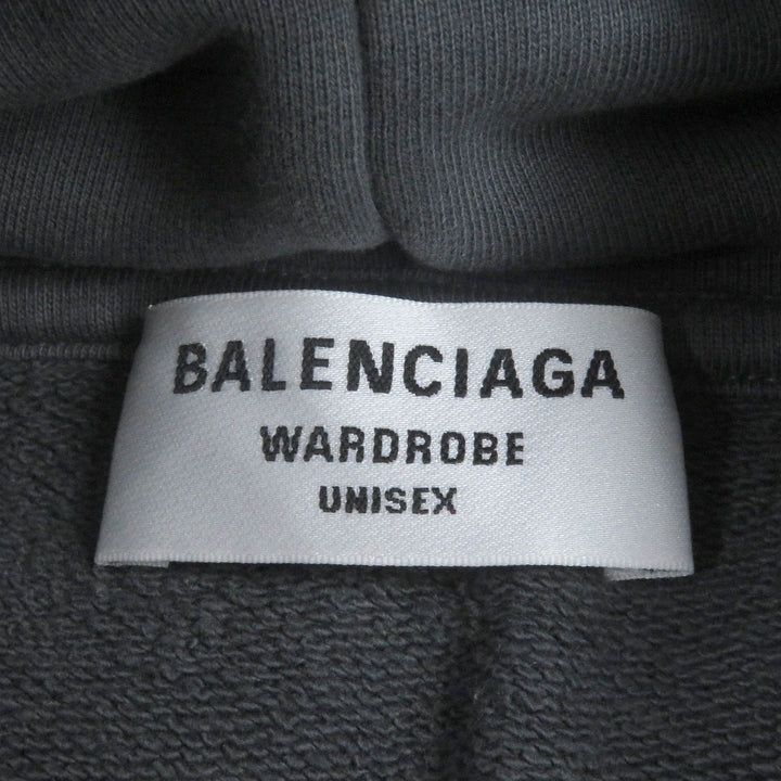 美品□BALENCIAGA バレンシアガ 2021年製 578135 キャンペーンロゴ エンブロイダリー パーカー グレー S イタリア製 正規品 メンズ