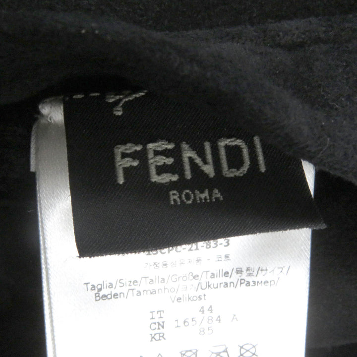 極美品□FENDI フェンディ 2021年製 FM0157 羊革 ロゴボタン シアリングコート ムートンコート ブラック 44 イタリア製 正規品 メンズ