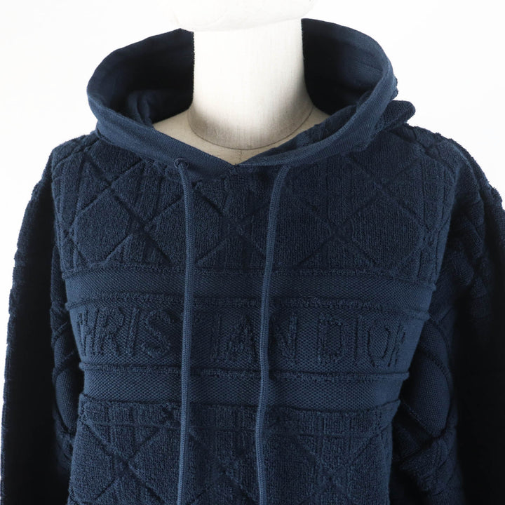 美品◎Christian Dior クリスチャンディオール 214587AM715 カナージュ テリーコットン パイル生地 プルオーバー パーカー ネイビー XS