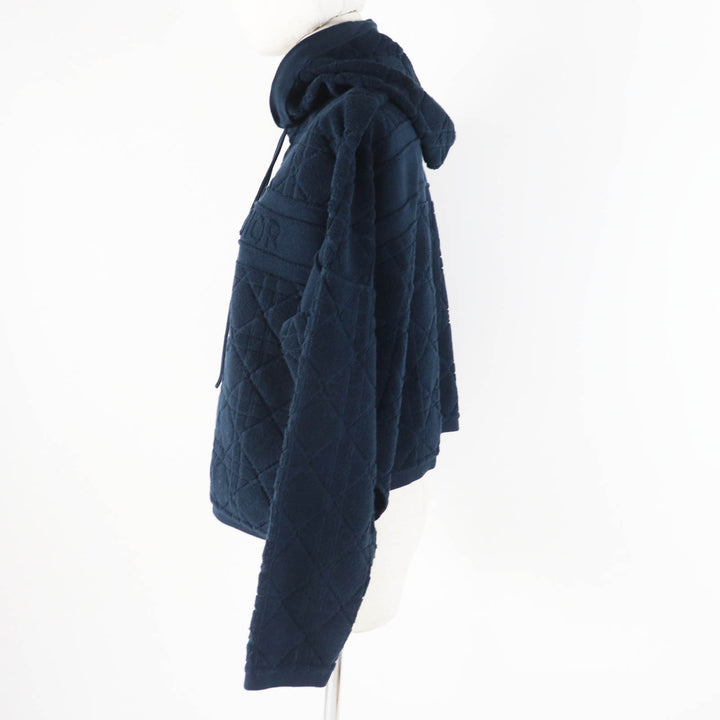 美品◎Christian Dior クリスチャンディオール 214587AM715 カナージュ テリーコットン パイル生地 プルオーバー パーカー ネイビー XS