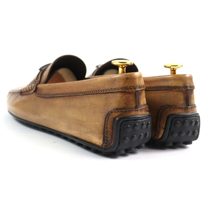 極美品○TOD’S トッズ シティ ゴンミーニ Tタイムレス ブラッシュドレザー ラバーペブル ドライビングシューズ 9 メンズ 定価108900円