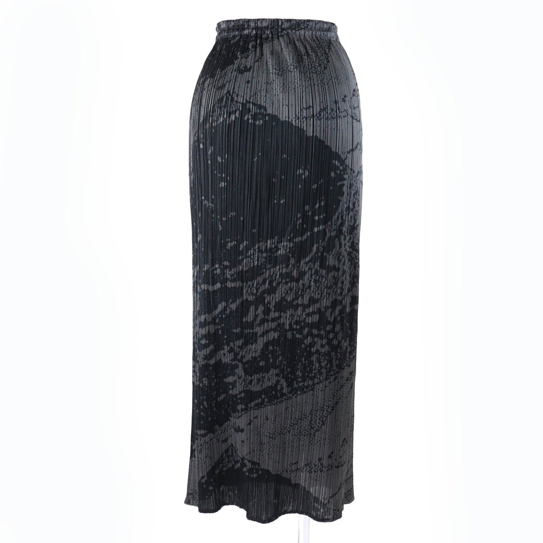極美品☆PLEATS PLEASE プリーツプリーズ PP63-JG713 90年代 初期コレクション 浮世絵プリント ロングスカート グレー 2 正規品