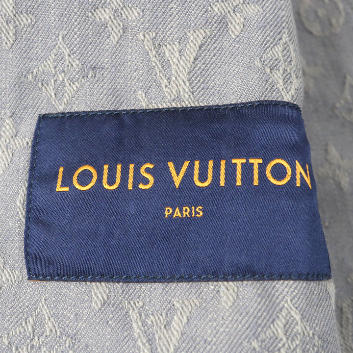 美品○LOUIS VUITTON ルイヴィトン 2021年製 HHA21W ロゴボタン フラップポケット モノグラム デニムジャケット グレー 46 正規品 メンズ
