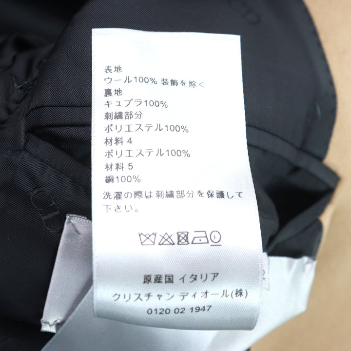 良品○DIOR ディオール オム 21AW 143C362A5305 裏地CDロゴ総柄 くるみボタン ノッチドラペル パイピングベルテッドコート 42 正規品