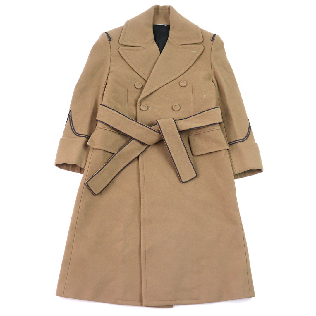 良品○DIOR ディオール オム 21AW 143C362A5305 裏地CDロゴ総柄 くるみボタン ノッチドラペル パイピングベルテッドコート 42 正規品