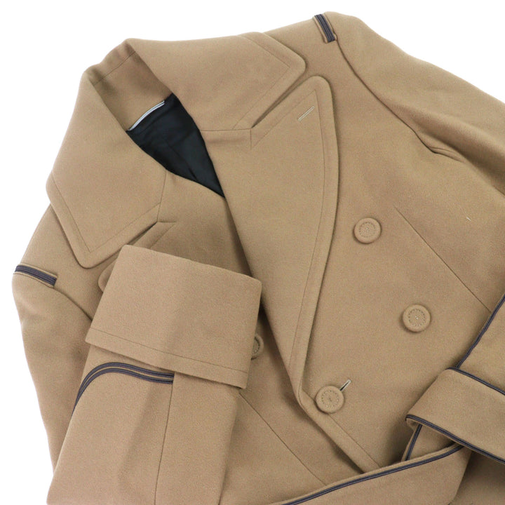 良品○DIOR ディオール オム 21AW 143C362A5305 裏地CDロゴ総柄 くるみボタン ノッチドラペル パイピングベルテッドコート 42 正規品
