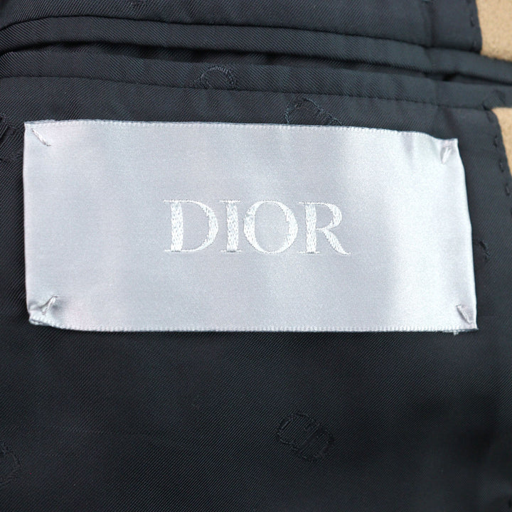 良品○DIOR ディオール オム 21AW 143C362A5305 裏地CDロゴ総柄 くるみボタン ノッチドラペル パイピングベルテッドコート 42 正規品