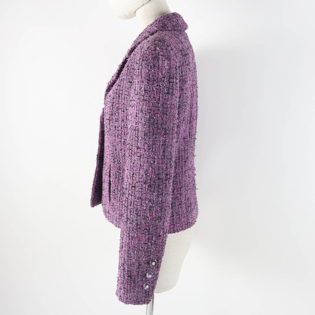 極美品◎CHANEL シャネル 22P P72383 ツイード ジャケット パープル系 36 ハンガー・ガーメント付 フランス製 正規品 レディース