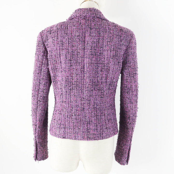 極美品◎CHANEL シャネル 22P P72383 ツイード ジャケット パープル系 36 ハンガー・ガーメント付 フランス製 正規品 レディース