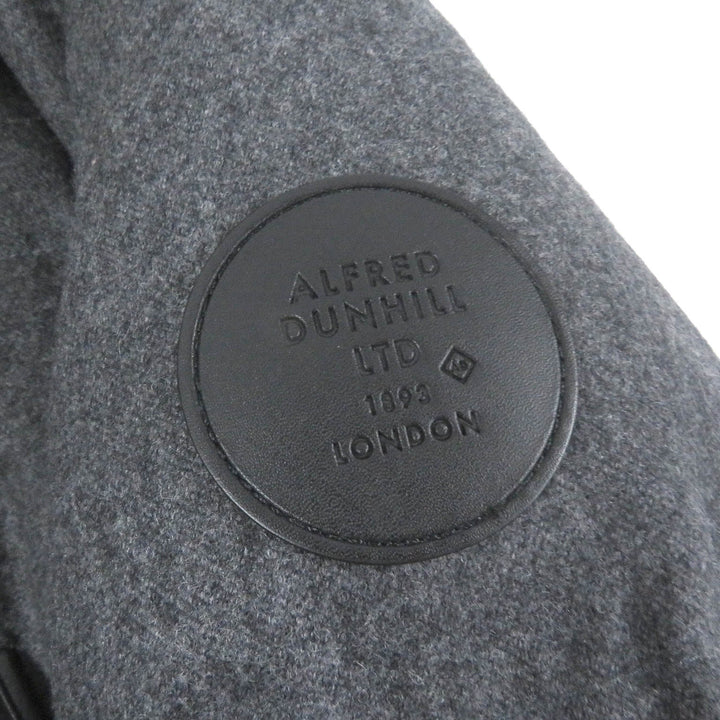 極美品□Dunhill ダンヒル ウール カシミヤ ロゴパッチ ラクーンファー ダウンコート グレー Lサイズ相当 イタリア製 正規品 メンズ