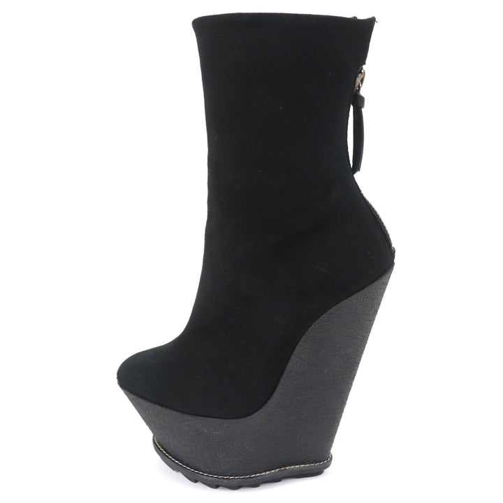 極美品☆GIUSEPPE ZANOTTI ジュゼッペザノッティ ウェッジソール スウェードレザー アンクルブーツ ブラック 35 イタリア製 レディース