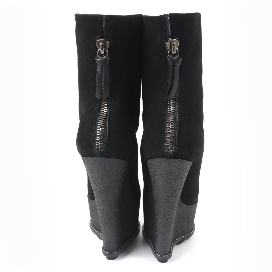 極美品☆GIUSEPPE ZANOTTI ジュゼッペザノッティ ウェッジソール スウェードレザー アンクルブーツ ブラック 35 イタリア製 レディース