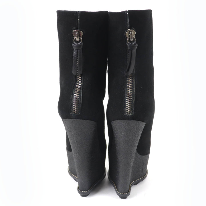 極美品☆GIUSEPPE ZANOTTI ジュゼッペザノッティ ウェッジソール スウェードレザー アンクルブーツ ブラック 35 イタリア製 レディース