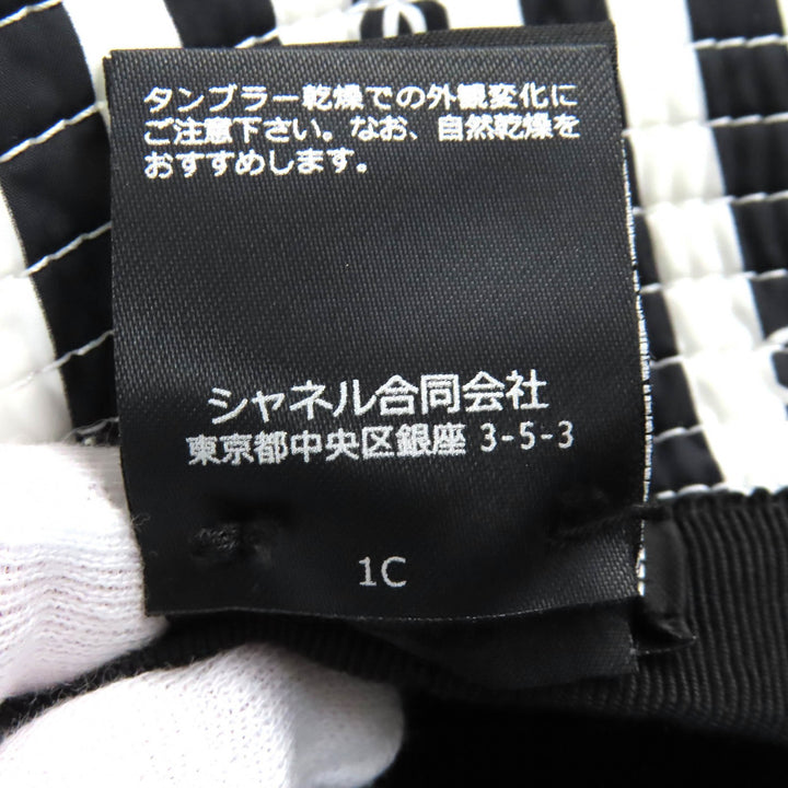 極美品△CHANEL シャネル 24SS AA9874 ココビーチ ココマーク ストライプ柄 バケットハット 帽子 ブラック ホワイト S フランス製 正規品