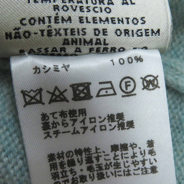 美品◎HERMES エルメス 2021年製 カシミヤ100％ セリエボタン付き ロング丈 ニットカーディガン ライトブルー 36 UK製 正規品 レディース
