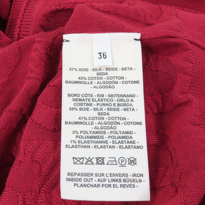 極美品★HERMES エルメス 2023年製 3E2706D3 シェーヌダンクル Vネック 長袖 シルクコットン カーディガン ボルドー 36 正規品