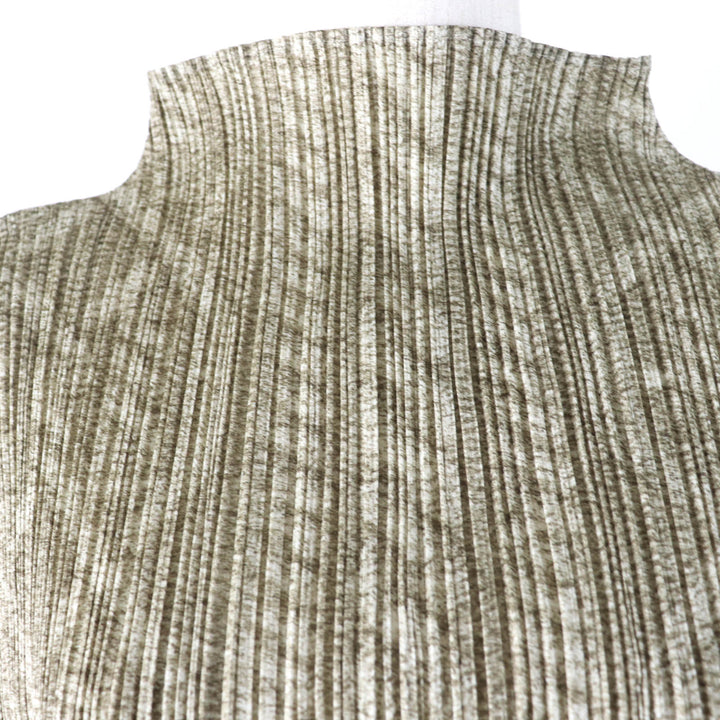 極美品☆PLEATS PLEASE プリーツプリーズ イッセイミヤケ PP83-JK931 転写プリント 長袖 カットソー ブラウン系 3 正規品 レディース
