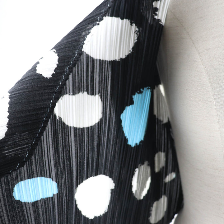極美品☆PLEATS PLEASE プリーツプリーズ PP01-JO787 ドットプリント ショート丈 長袖 カーディガン ブラック系 3 正規品 レディース