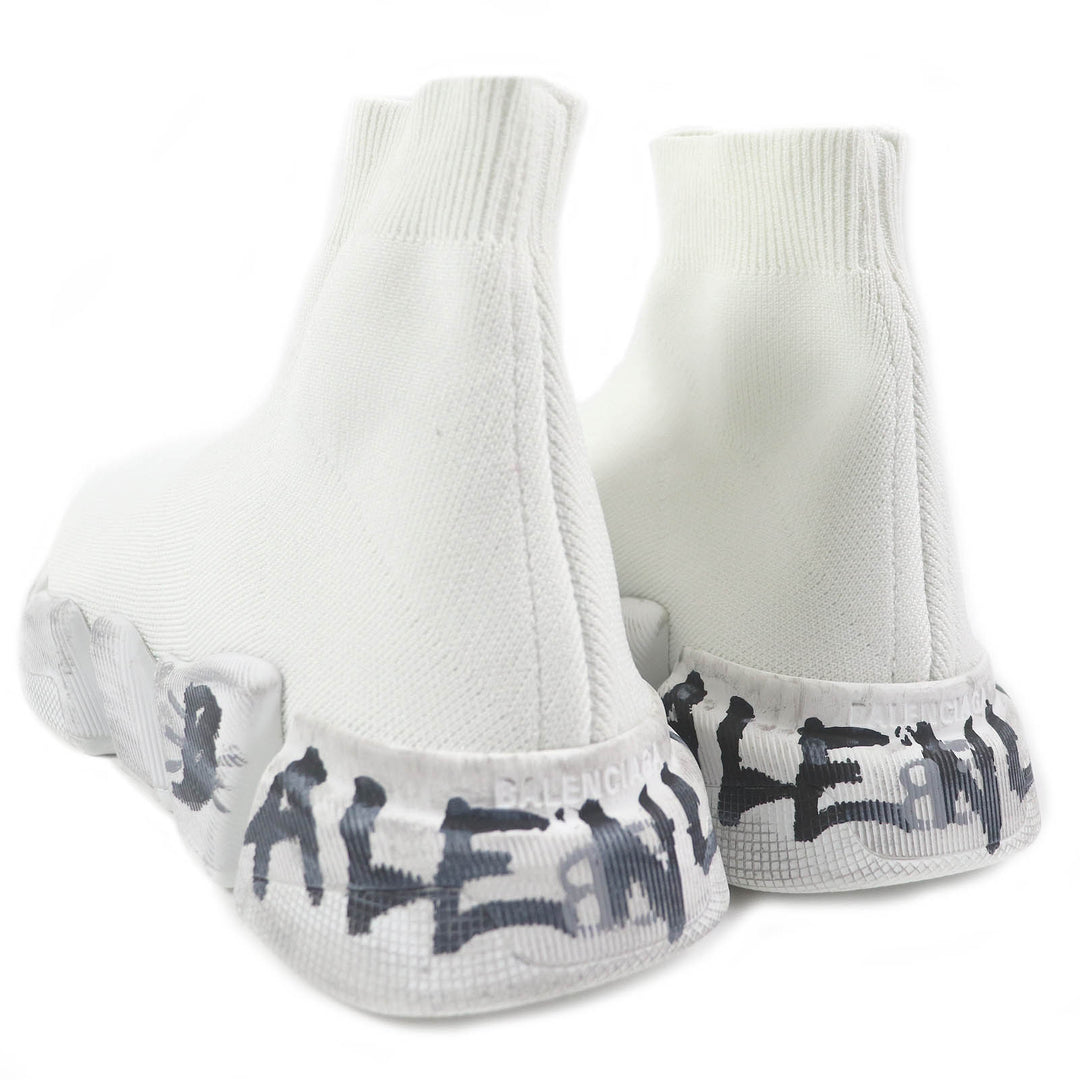 極美品□BALENCIAGA バレンシアガ Speed 2.0 Full Clear Sole Graffiti ペイントデザイン ソックススニーカー 25 イタリア製 正規品