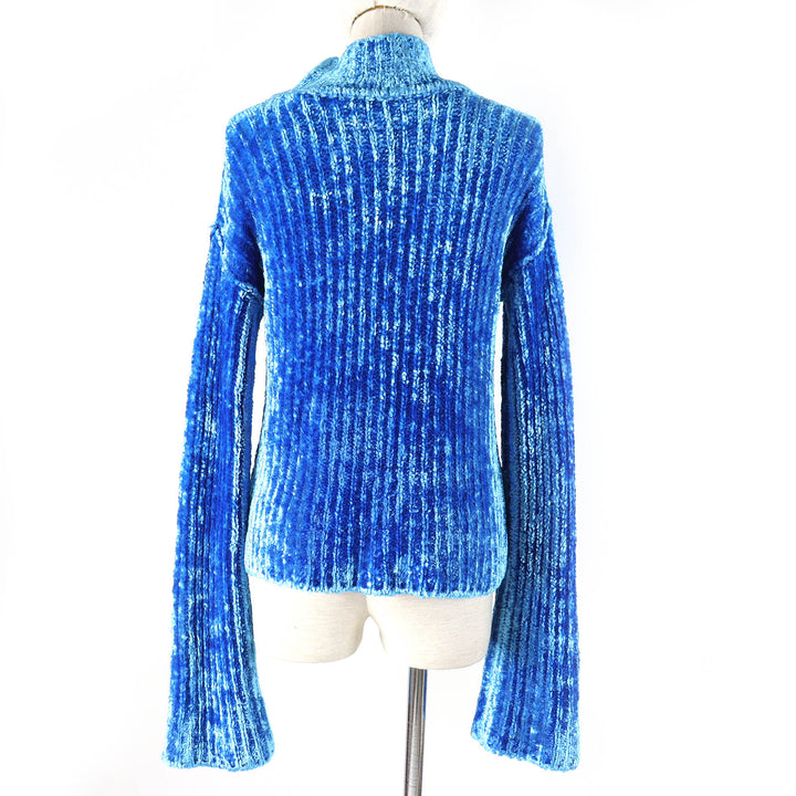 未使用品△ACNE STUDIOS アクネストゥディオズ A60428 シェニールセーター ハイネック 長袖 トップス プルオーバー ブルー S イタリア製