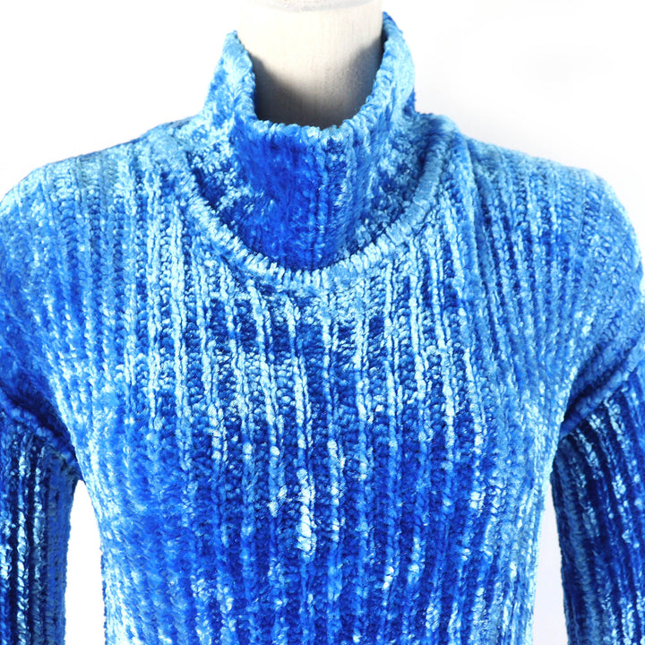 未使用品△ACNE STUDIOS アクネストゥディオズ A60428 シェニールセーター ハイネック 長袖 トップス プルオーバー ブルー S イタリア製