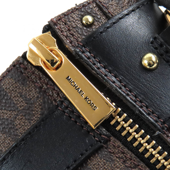 未使用品△Michael Kors マイケルコース 49F1KIFE5B キンケイド ロゴ スタッズ コンバットブーツ ショートブーツ ブラウン ブラック 6.5