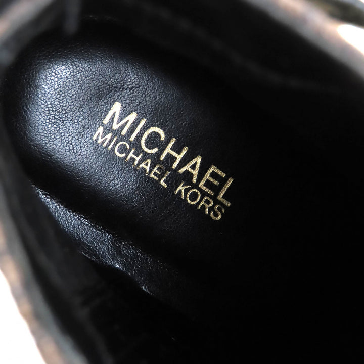 未使用品△Michael Kors マイケルコース 49F1KIFE5B キンケイド ロゴ スタッズ コンバットブーツ ショートブーツ ブラウン ブラック 6.5