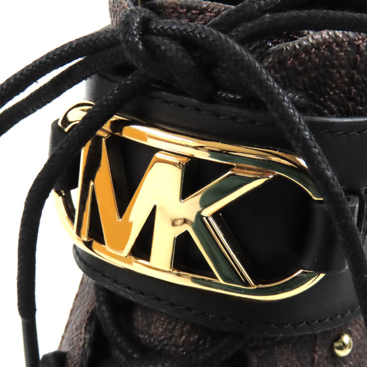 未使用品△Michael Kors マイケルコース 49F1KIFE5B キンケイド ロゴ スタッズ コンバットブーツ ショートブーツ ブラウン ブラック 6.5