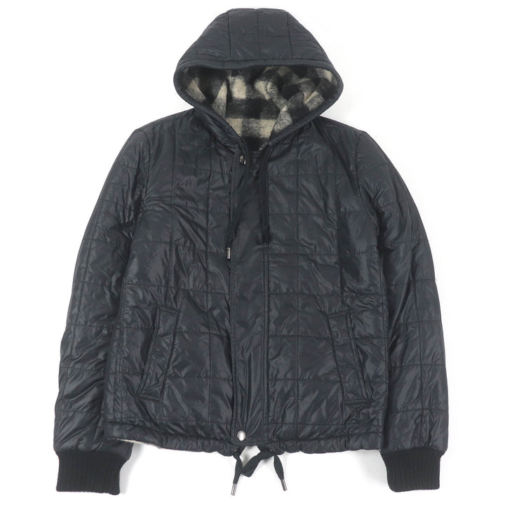 美品□DOLCE&amp;GABBANA ドルチェ＆ガッバーナ 無地 チェック 黒タグ 中綿 リバーシブル ブルゾンジャケット ブラック 48 イタリア製 正規品