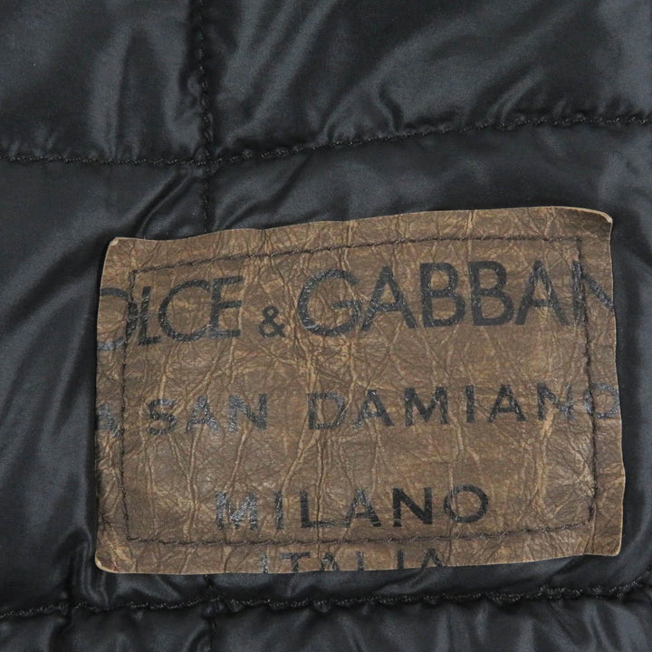 美品□DOLCE&amp;GABBANA ドルチェ＆ガッバーナ 無地 チェック 黒タグ 中綿 リバーシブル ブルゾンジャケット ブラック 48 イタリア製 正規品