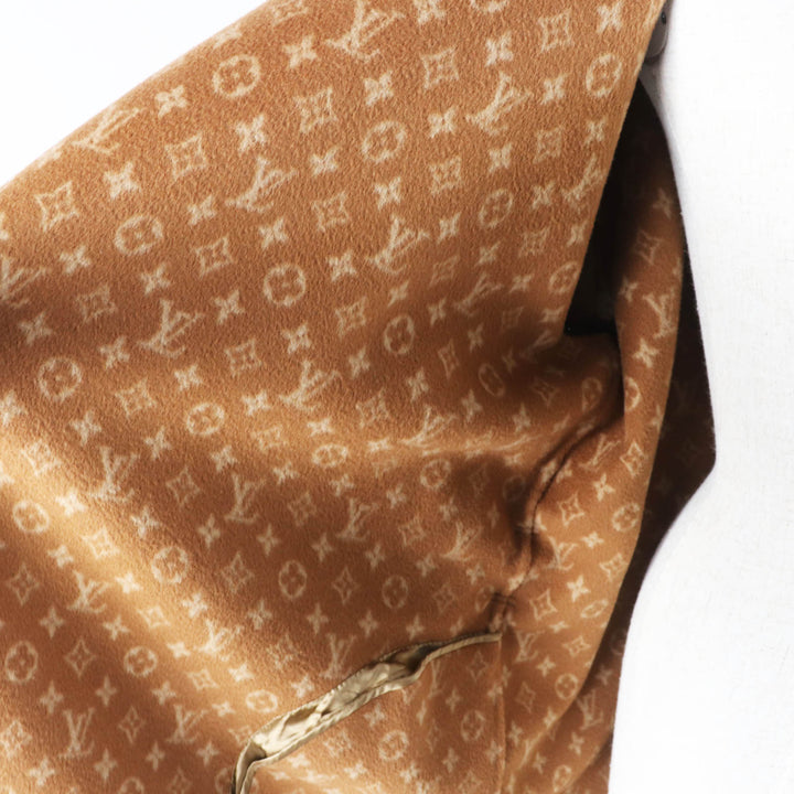 未使用品◎LOUIS VUITTON ルイヴィトン 1A8262 シルク混 裏モノグラム柄 フーデッド ラップコート キャメル 42 ガーメント付 定価632500円