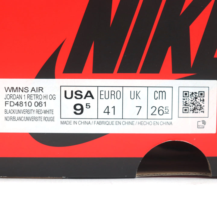 未使用品▼NIKE ナイキ FD4810-061 WMNS AIR JORDAN 1 RETRO HI OG サテン ハイカットスニーカー ブラック レッド 26.5 箱・袋付 メンズ