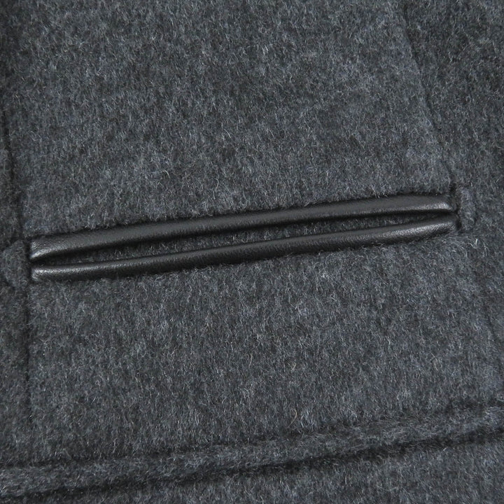 未使用品□HERMES エルメス 20AW MANTEAU LIVERPOOL DOUBLE カシミヤ100% ラムレザー使い シャルボン チェスターコート 48 イタリア製