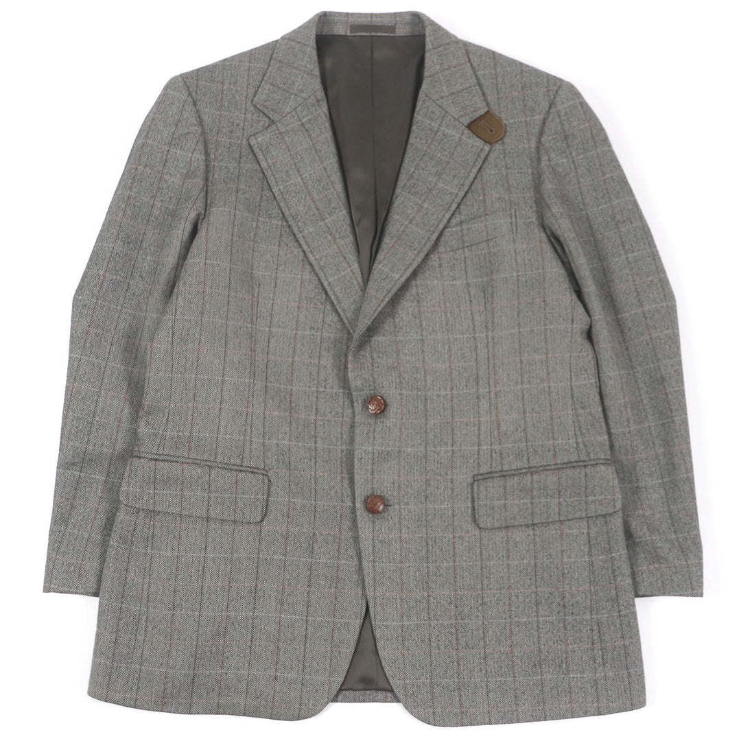 美品□Burberrys バーバリー ヴィンテージ ウール アンゴラ ヘリンボーン チェック柄 くるみボタン ジャケット 98-88-175 日本製 正規品