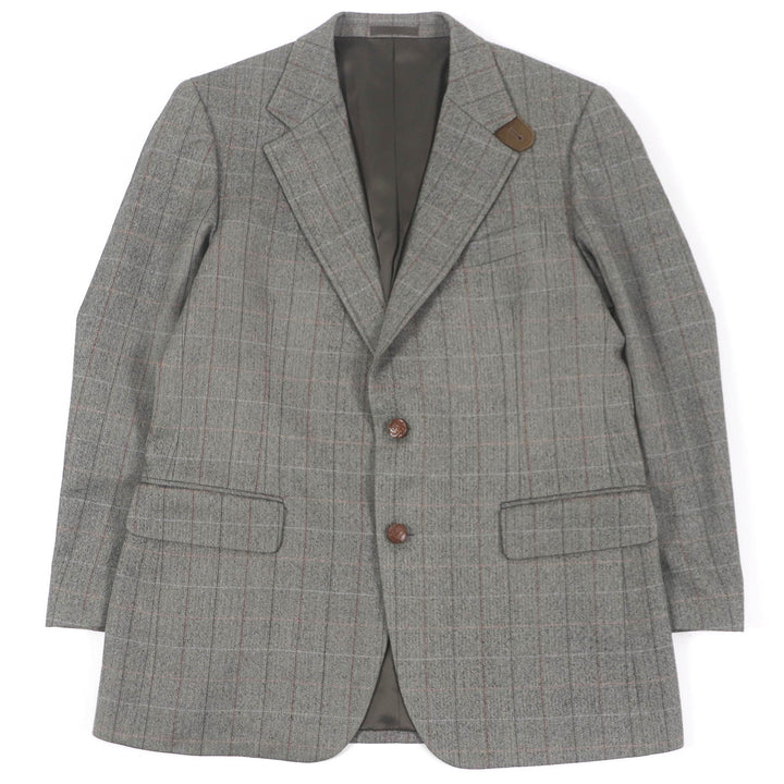 美品□Burberrys バーバリー ヴィンテージ ウール アンゴラ ヘリンボーン チェック柄 くるみボタン ジャケット 98-88-175 日本製 正規品