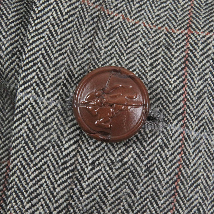 美品□Burberrys バーバリー ヴィンテージ ウール アンゴラ ヘリンボーン チェック柄 くるみボタン ジャケット 98-88-175 日本製 正規品