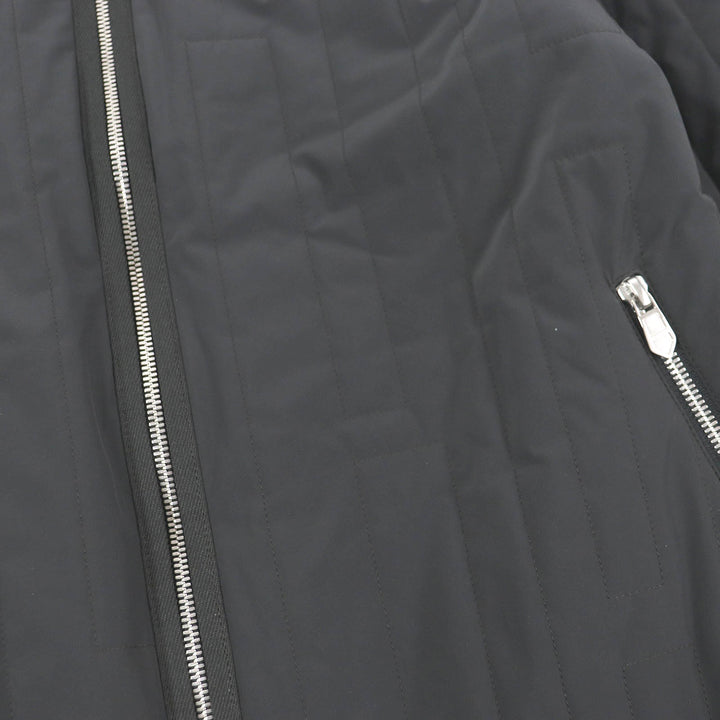 未使用品□HERMES エルメス Hモチーフ ロゴジップ キルティングジャケット ブルゾン チャコール ブルー 46 フランス製 正規品 メンズ