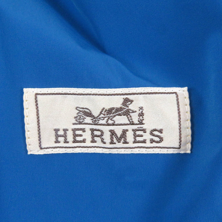 未使用品□HERMES エルメス Hモチーフ ロゴジップ キルティングジャケット ブルゾン チャコール ブルー 46 フランス製 正規品 メンズ