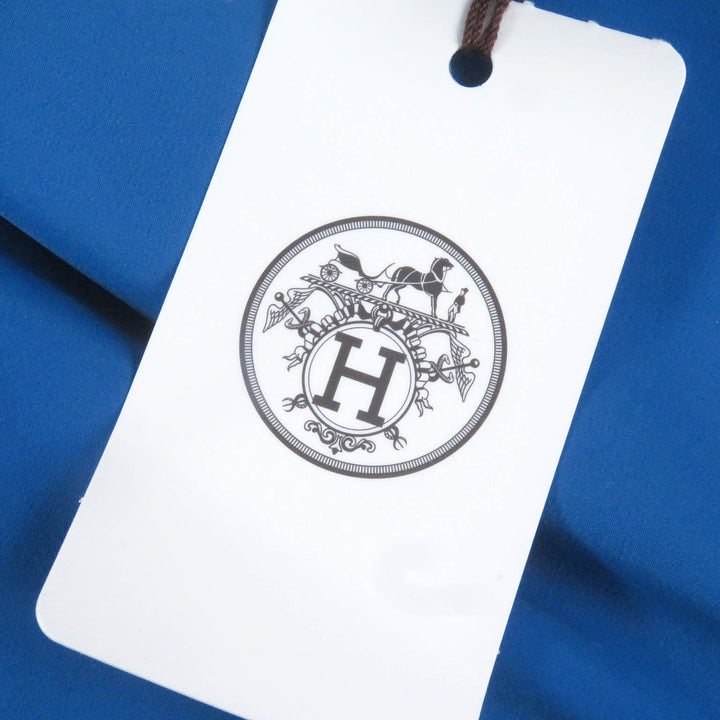 未使用品□HERMES エルメス Hモチーフ ロゴジップ キルティングジャケット ブルゾン チャコール ブルー 46 フランス製 正規品 メンズ