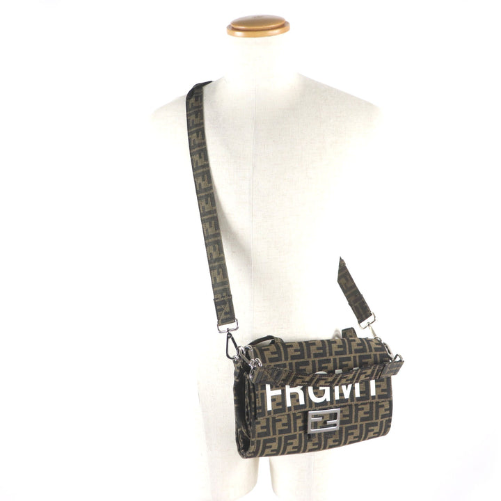 極美品▼FENDI×FRAGMENT フェンディ×フラグメント 8BH418 ズッカ バゲット フォールダブル 3WAY トート ショルダーバッグ 袋付き メンズ
