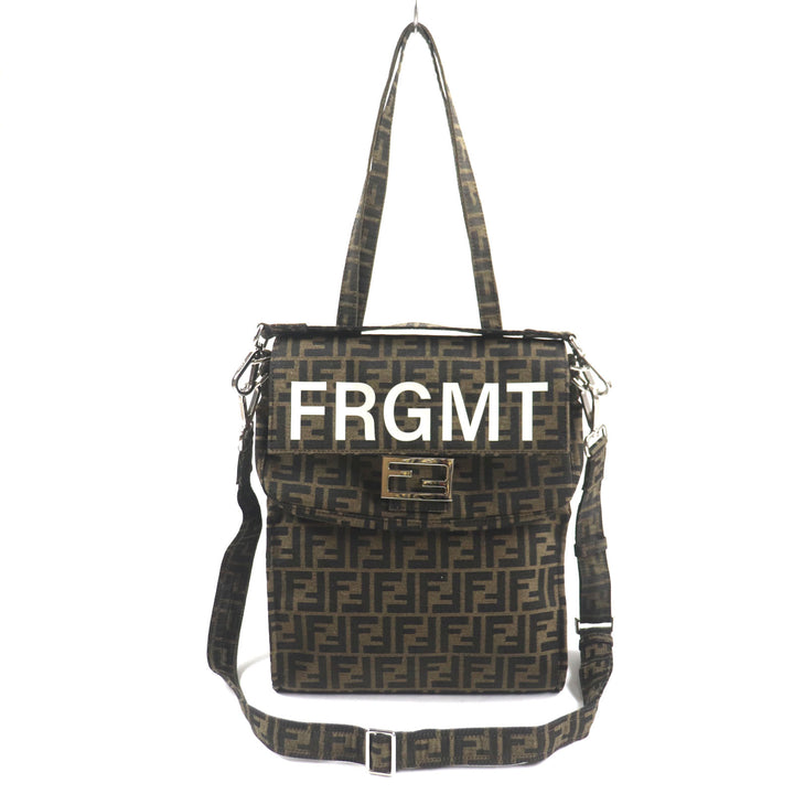 極美品▼FENDI×FRAGMENT フェンディ×フラグメント 8BH418 ズッカ バゲット フォールダブル 3WAY トート ショルダーバッグ 袋付き メンズ