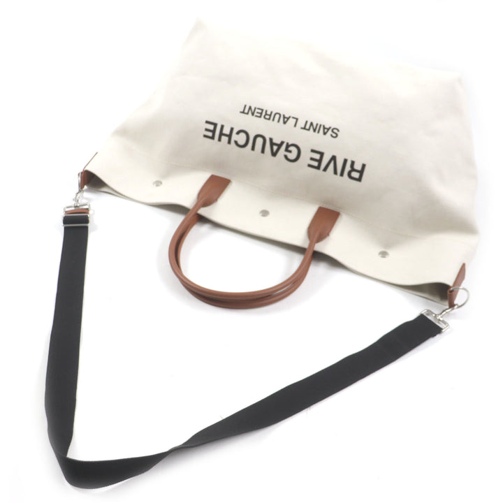 極美品▼サンローランパリ 685543 リヴゴーシュ マキシ 2WAY ショッピングバッグ キャンバス レザー トートバッグ 保存袋付き メンズ